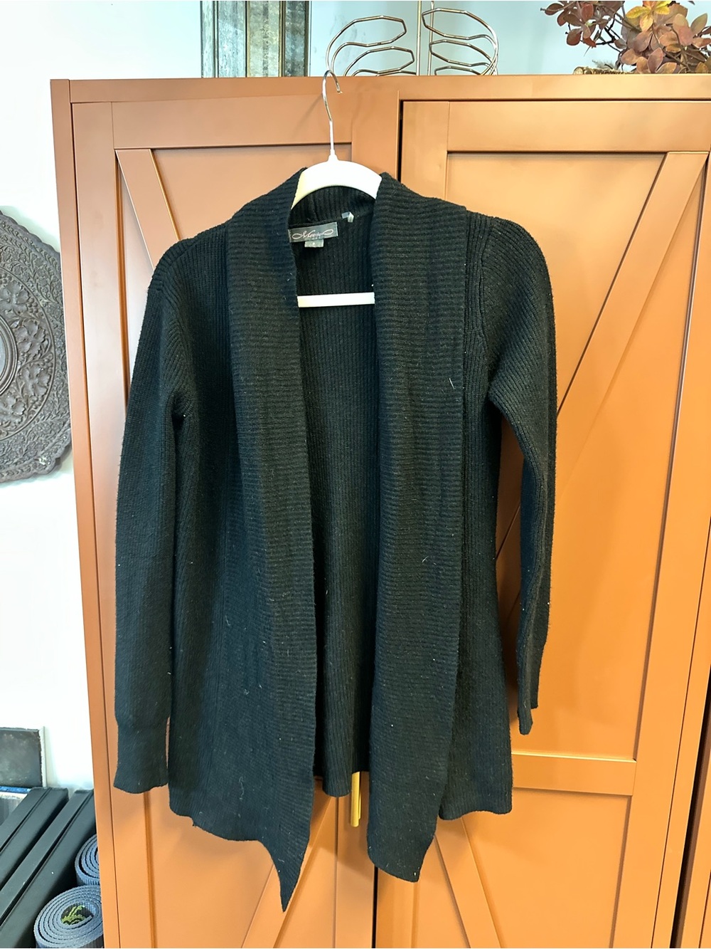 Open-Front Black Women's Knit Cardigan Sweater